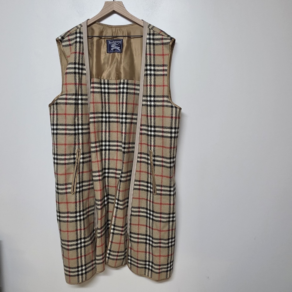 Vintage Burberry Plaid For Trench Coat Liner Nova Check Beige Wool Sz‎ 54R Men